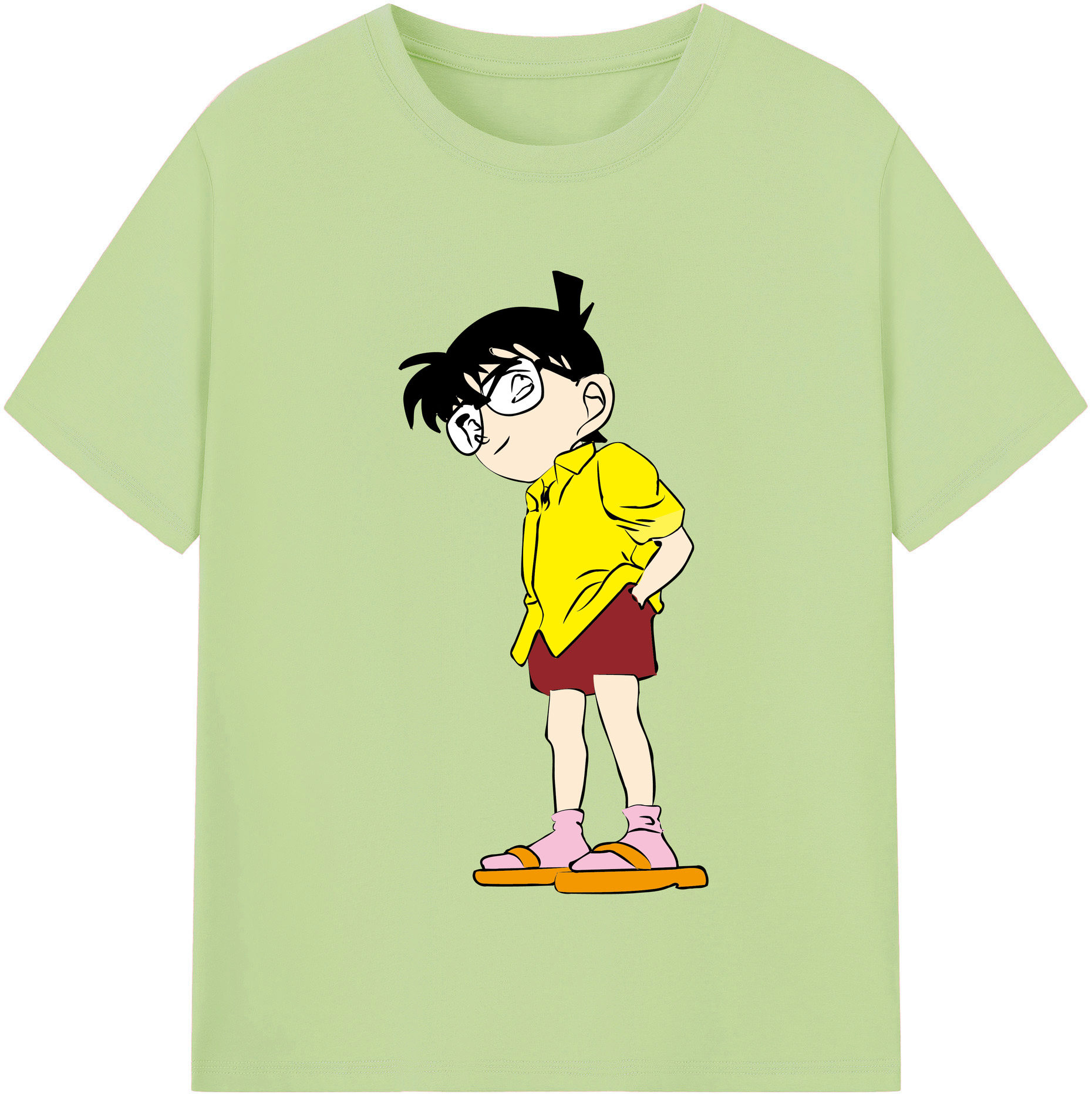（画像用） 名探偵コナン 江戸川 コナン Detective Conan Conan Edogawa 綿100％半袖Tシャツ（フロントプリント）